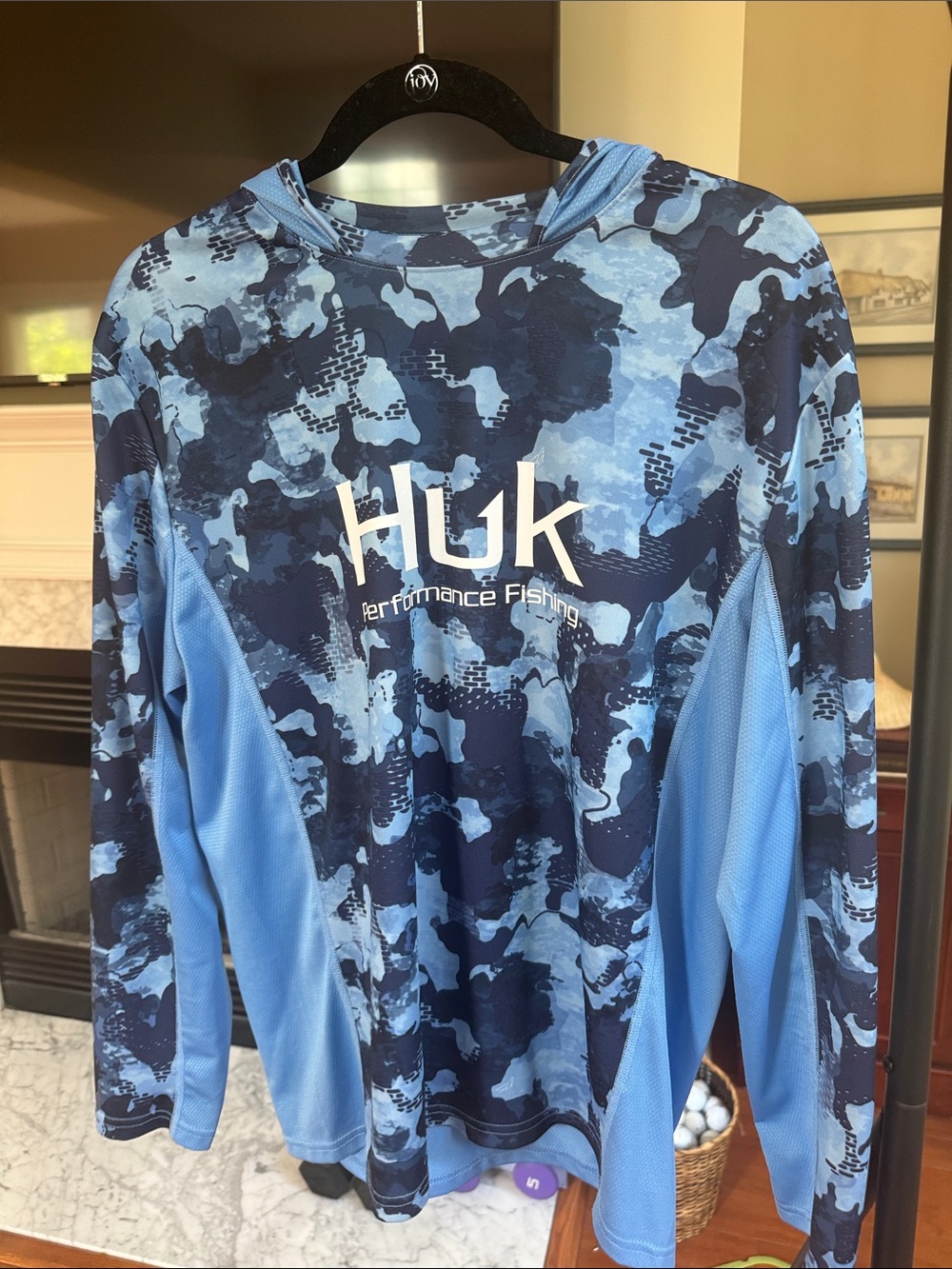 Huk Blue Camo Performance Fishing Hoodie